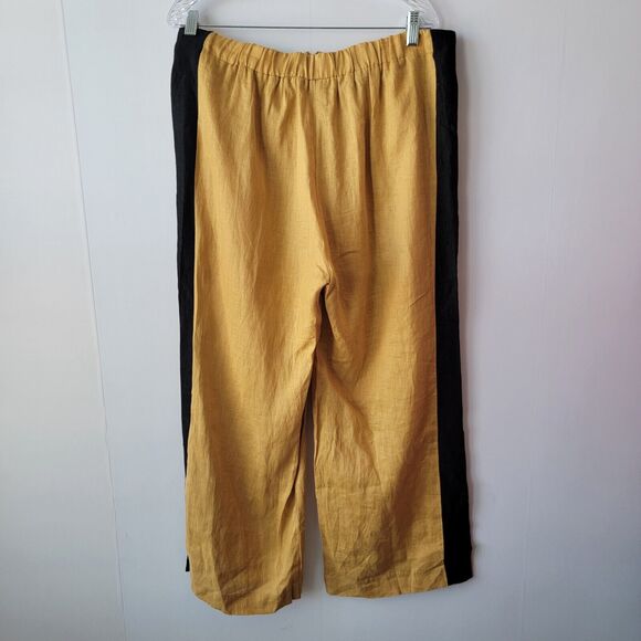 Ic by connie womens pants size L mustard side stripe Linen pockets elastic back - Picture 2 of 9